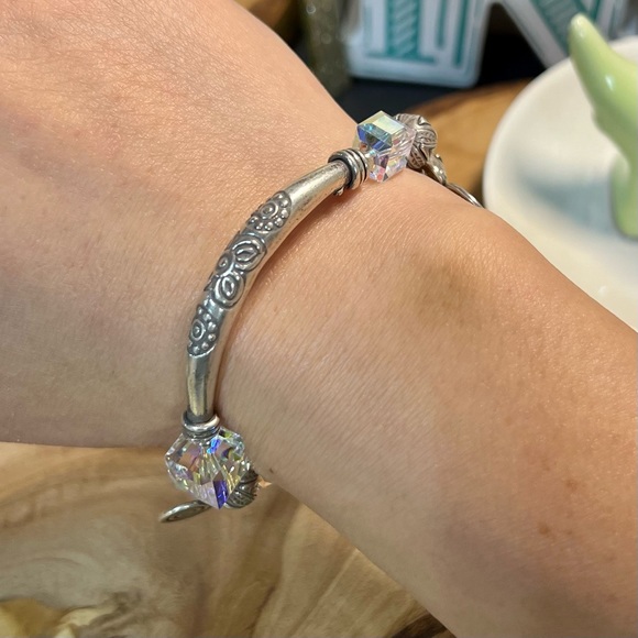 Vintage style Sterling Silver Bracelet with Swarovski beads - Picture 5 of 10